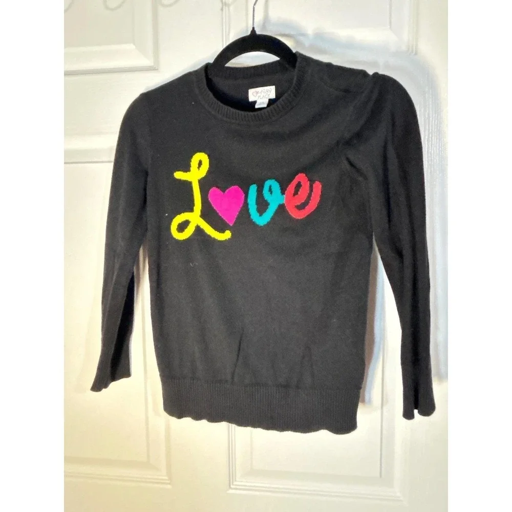 The Children's Place Love Sweater Girls 10/12 Black Kidcore